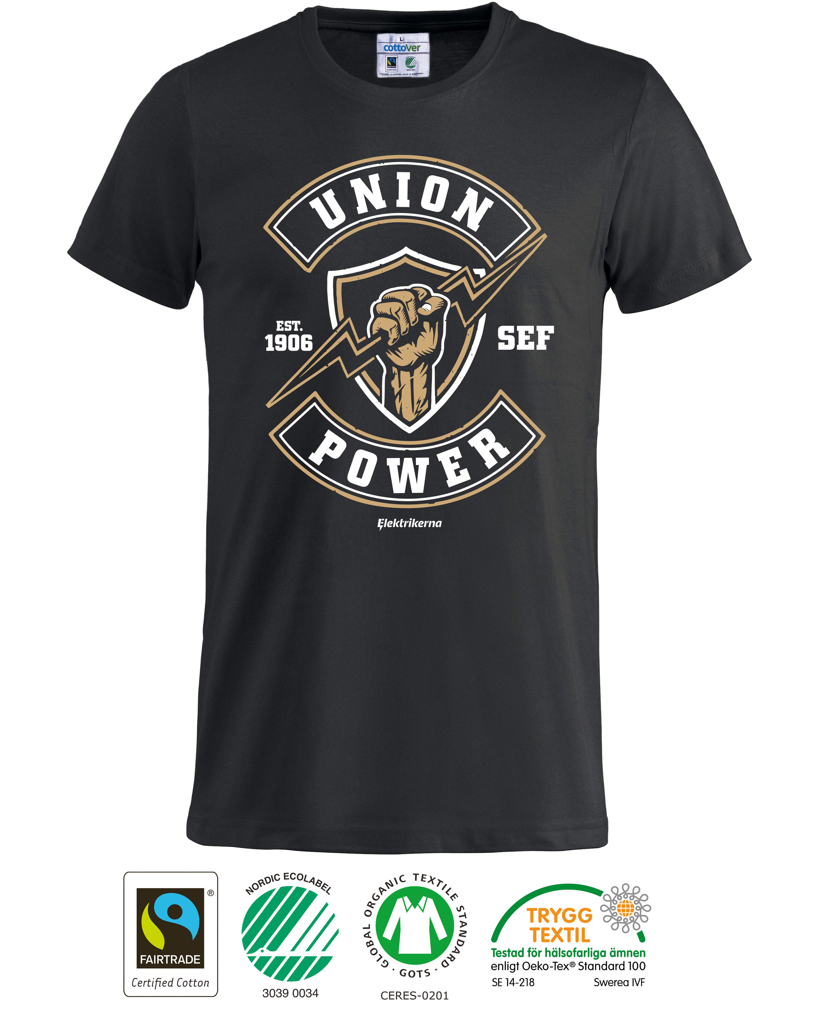 T-Shirt Union Power CottoVer - Herr - Svart