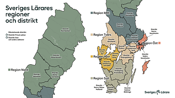 Karta - regioner och distrikt - liggande - powerpoint