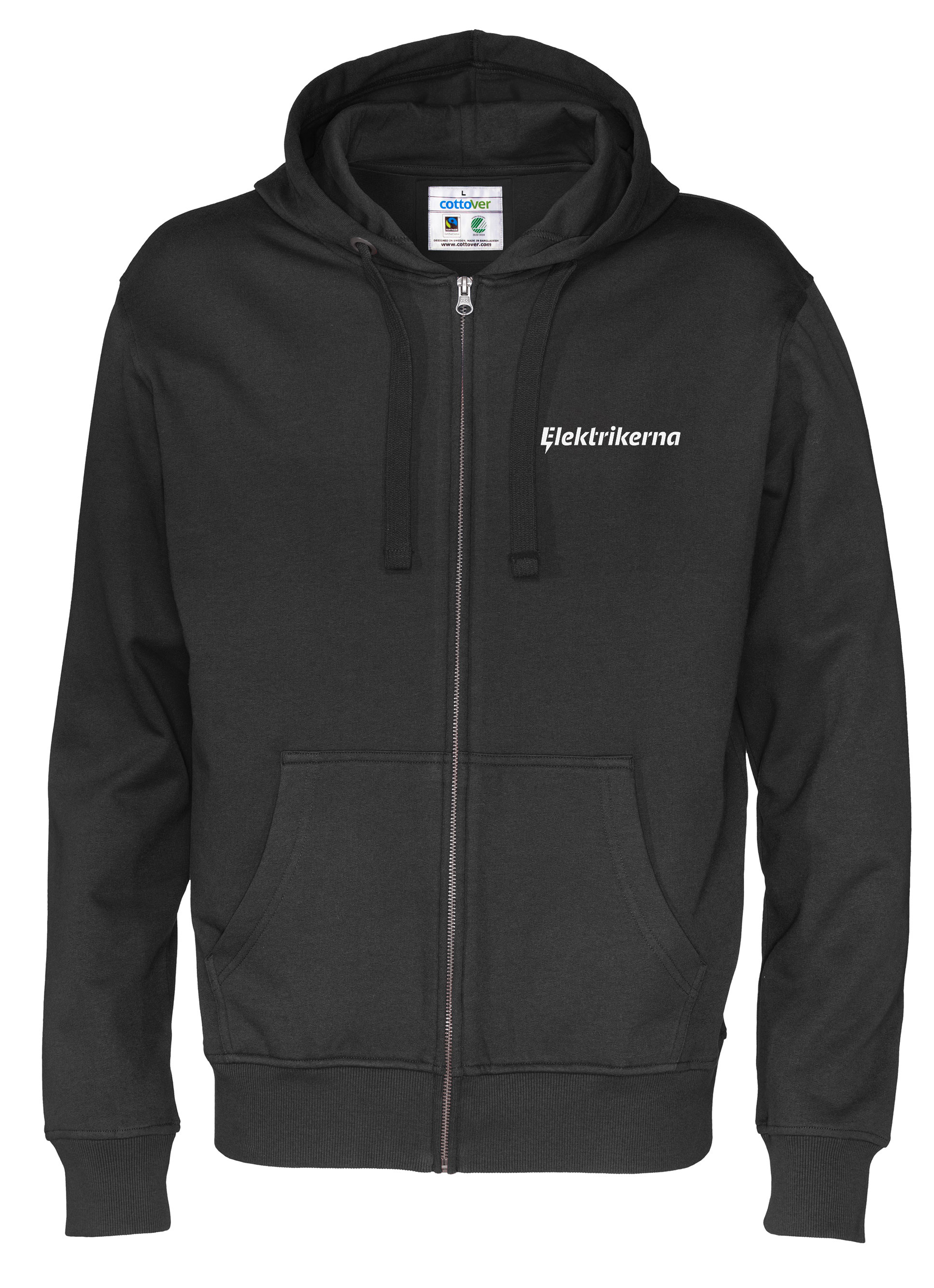 Hoodtröja Full zip CottoVer - Herr - Svart