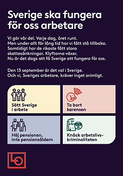 Flyer A5 - Sverige ska fungera för oss arbetare