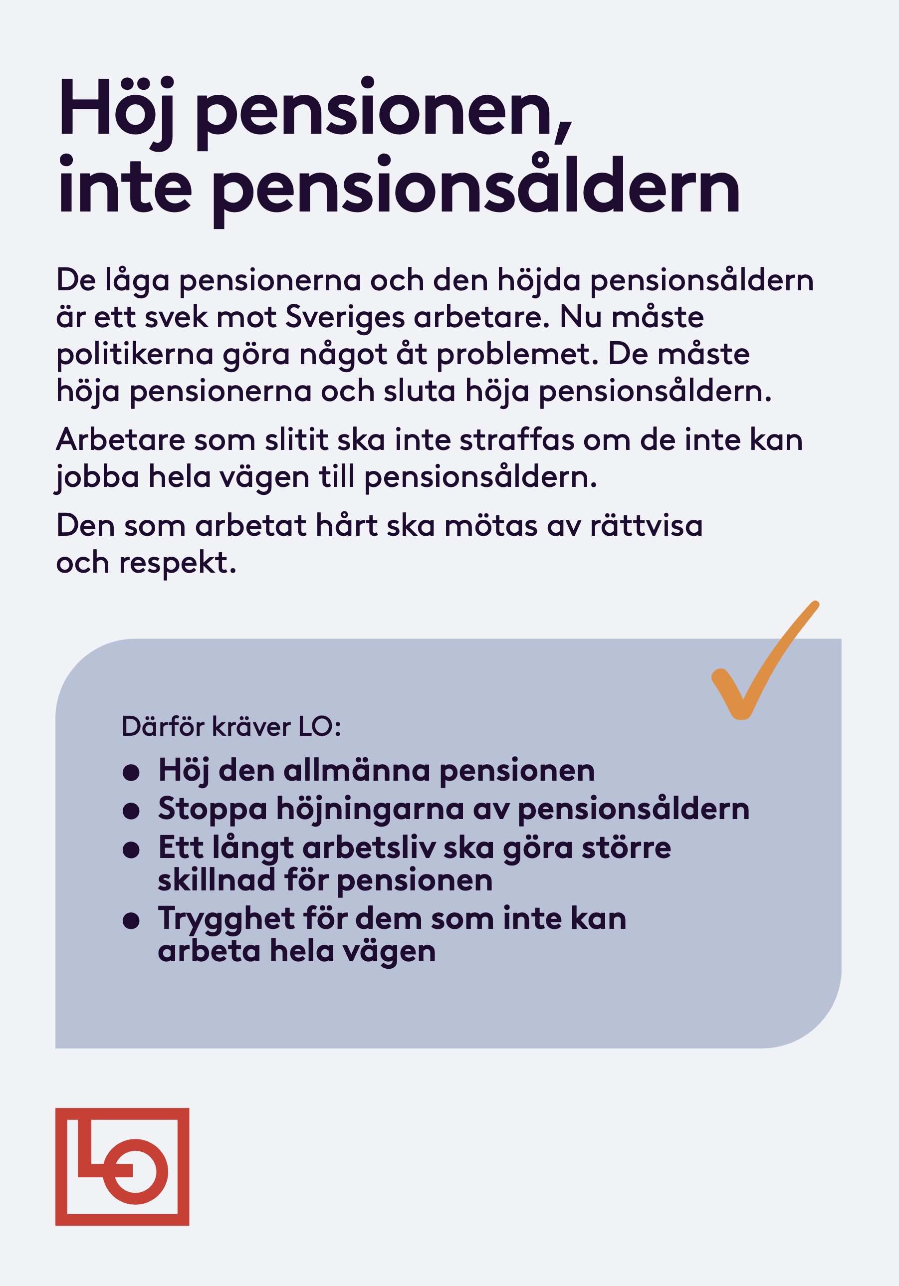 Flyer A5 - Höj pensionen, inte pensionsåldern
