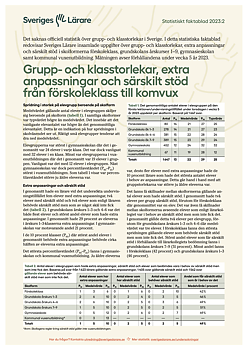 Grupp- och klasstorlekar, extra anpassningar och särskilt stöd från förskoleklass till komvux - pdf