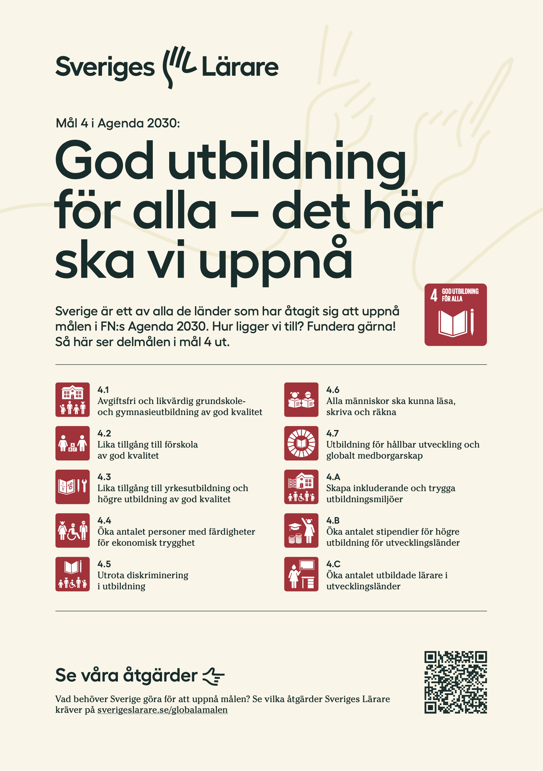 Mål 4 i Agenda 2030 - affisch A4 - pdf