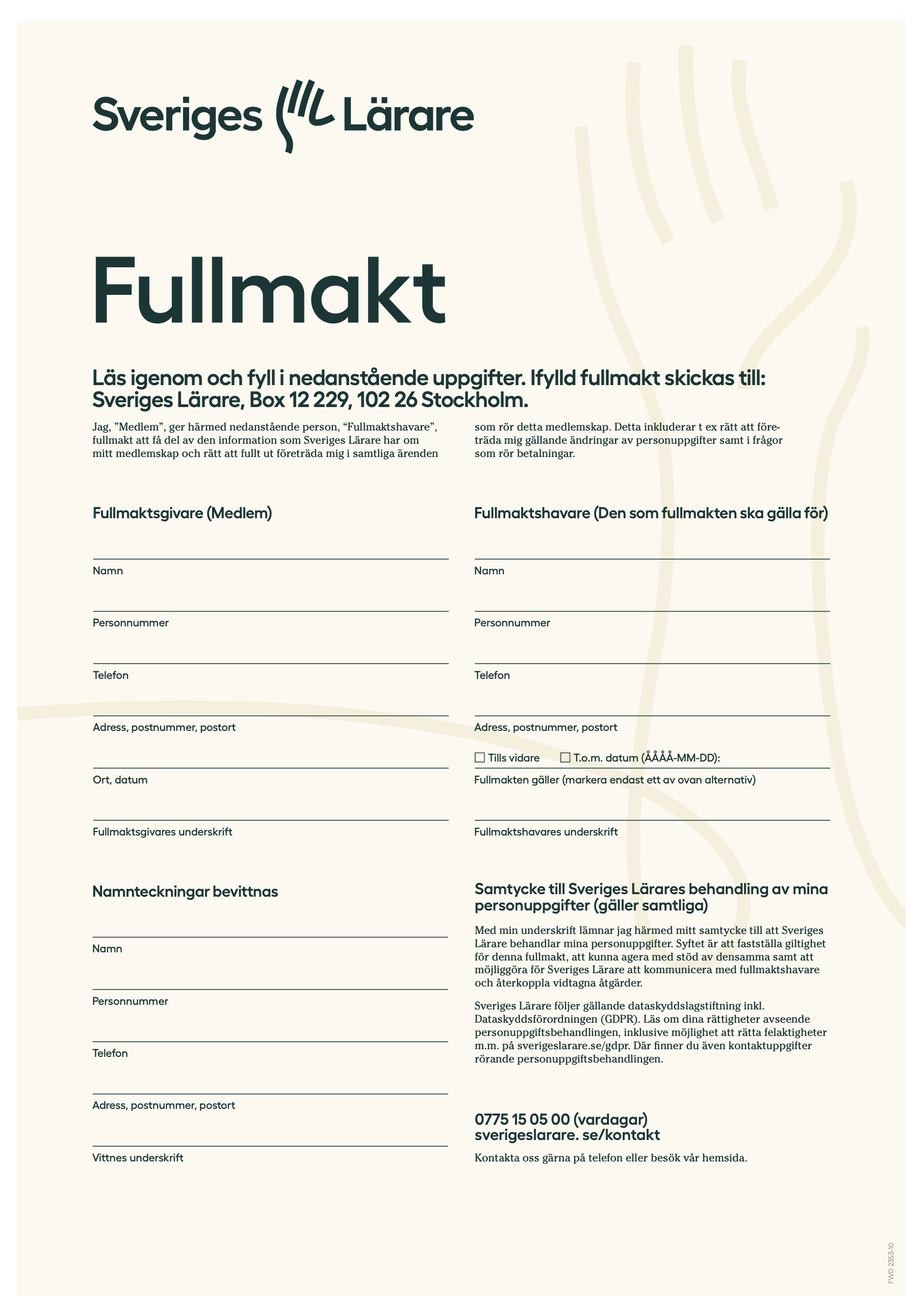 Fullmakt - Digital Blankett - Sveriges Lärares PDF-katalog