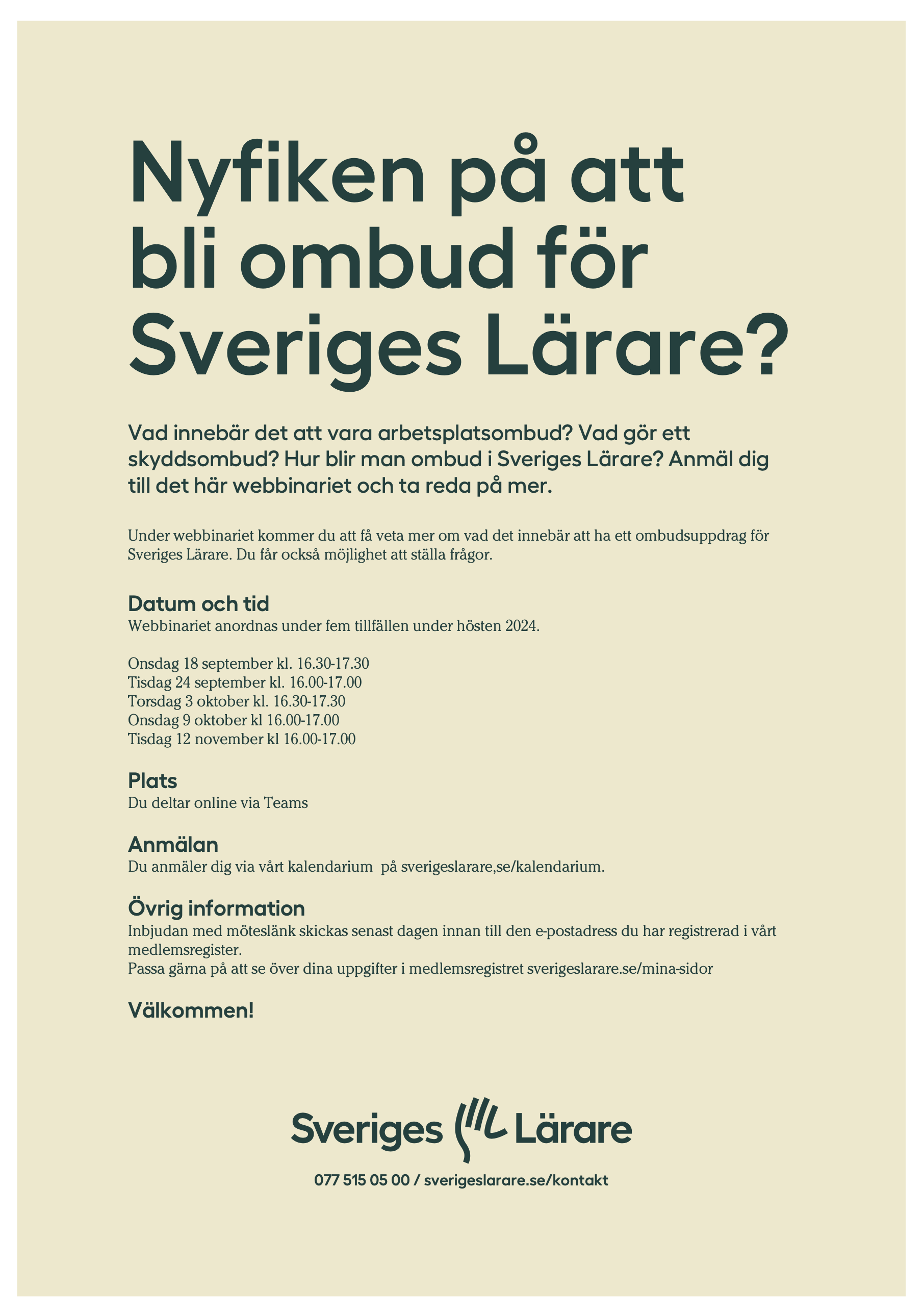 Nyfiken på att bli ombud för Sveriges Lärare? - pdf