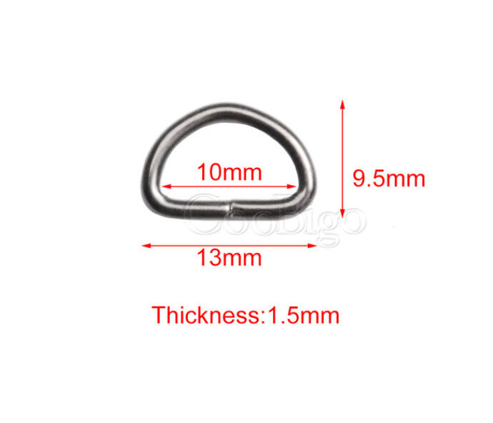 20Stk 10mm Innenbreite Metall Halbrund Form Nicht geschweißter D-Ring Silberton 