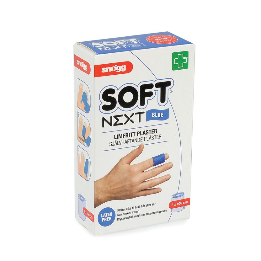 Soft NEXT 6cm x 1m, blå Limfritt plaster, 11,6 x 7 x 3cm, Vekt 29g