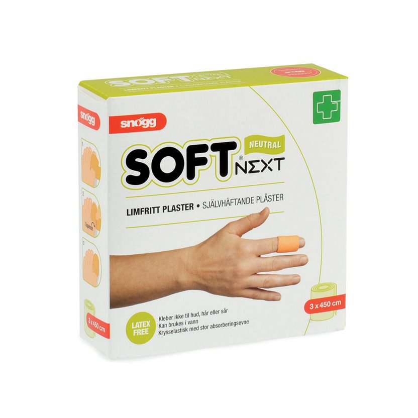 Soft NEXT 3 cm x 4,5 m Limfritt plaster, 11,5 x 11,7 x 3,5cm, Vekt 39g