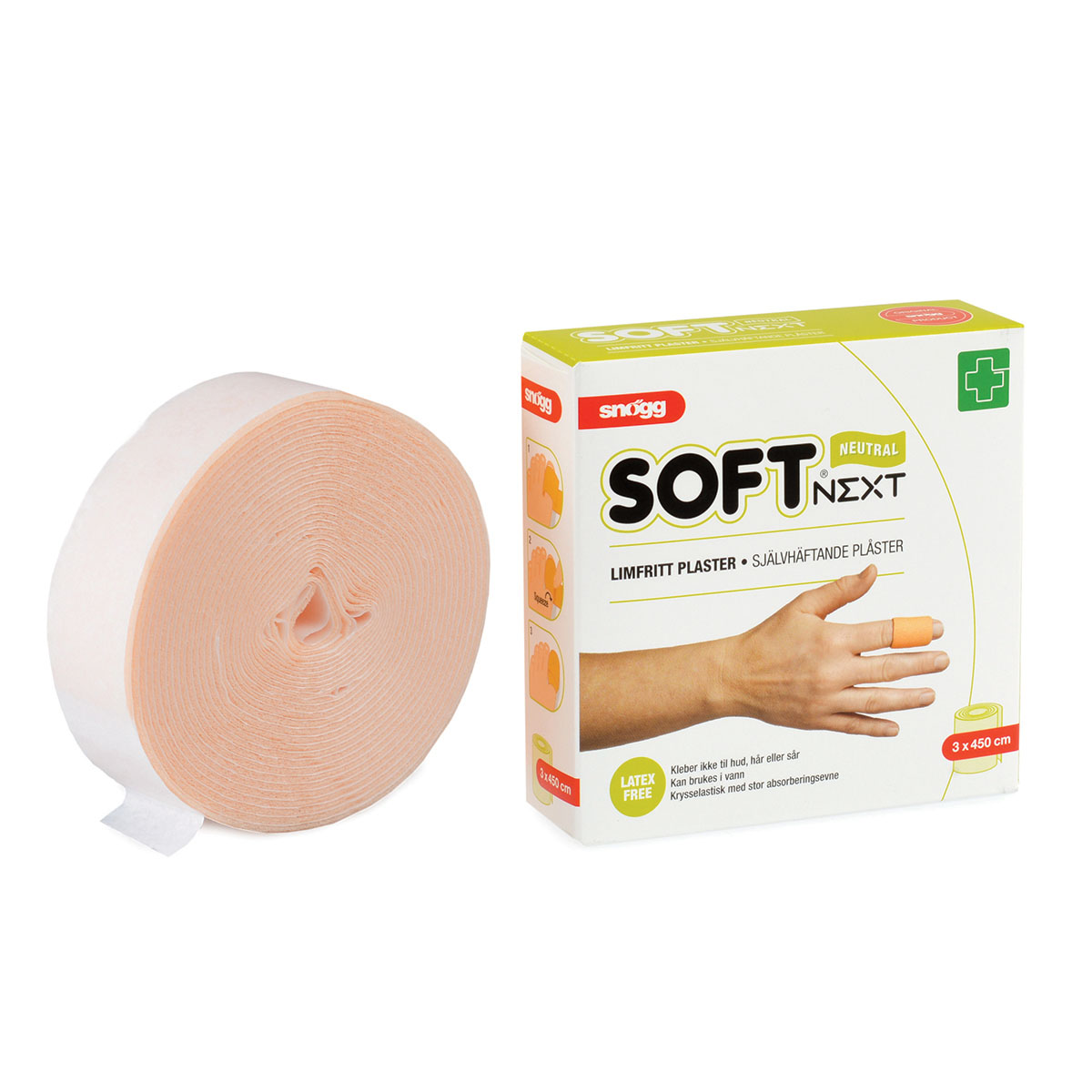 Soft NEXT 3 cm x 4,5 m Limfritt plaster, 11,5 x 11,7 x 3,5cm, Vekt 39g - 2