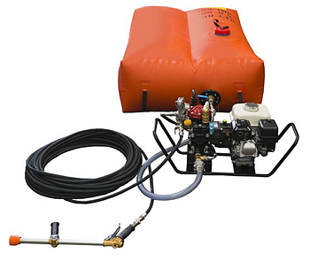 Dekontaminerings skid unit. Fleksibel tank på 400 liter.