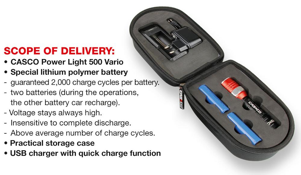 Lykt, CASCO Power Light 500 Vario. EX sikker Zone 1 oppladbar lykt, 125-500 Lumen. driftstid 4-10 timer avhengig av lysstyrke.  - 4