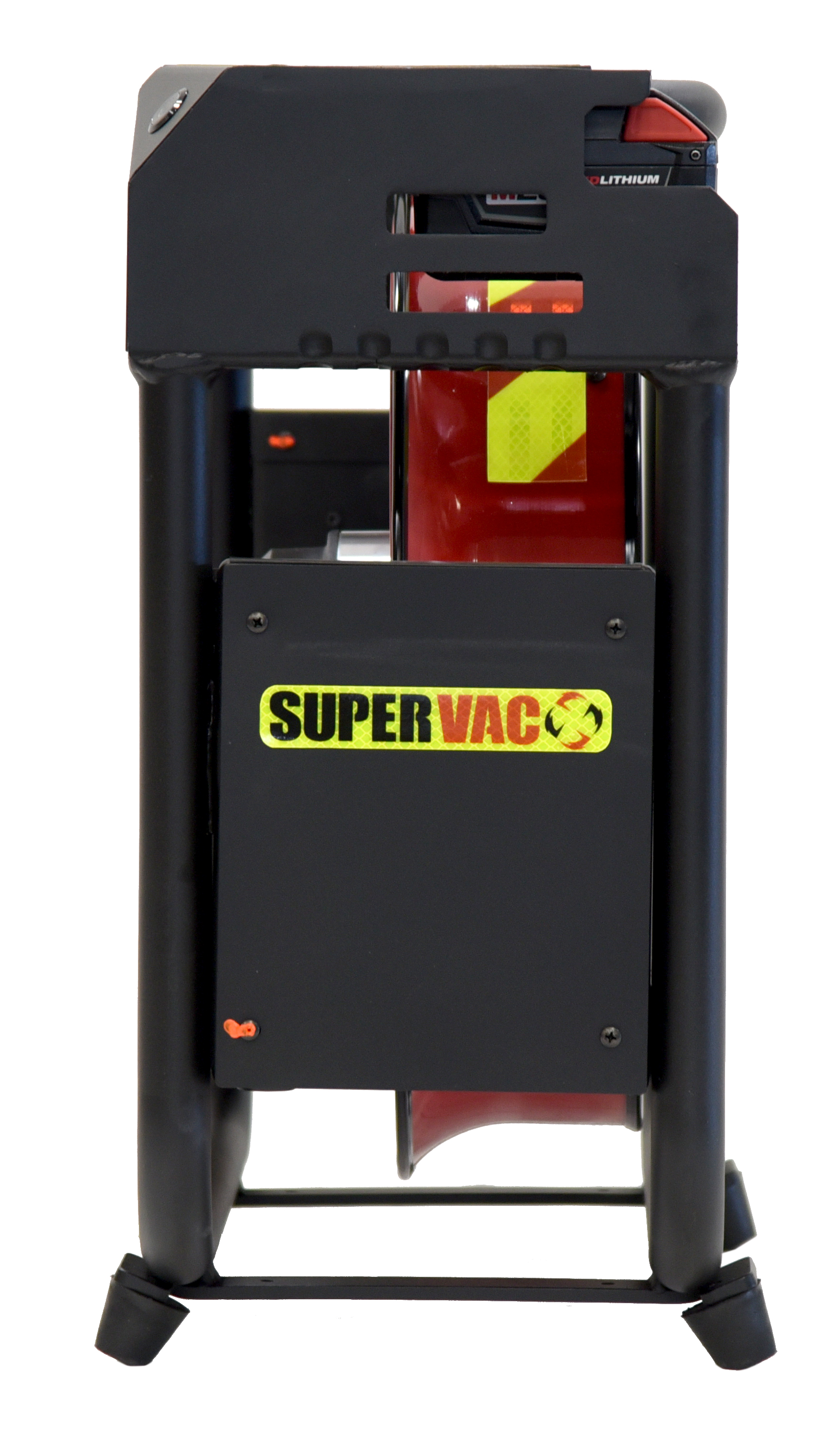 Batteridrevet Vifte, SuperVac  V16-BW, Maks ytelse 13.735 cmh og ca. 75 db. Driftet med 28 V / 5Ah Milwaukee batterier eller 230 VAC. Maks driftstid 52 minutt. Samme batterier som TNT Rescue og Weber Rescue bruker på sine frigjøringsverktøy - 7