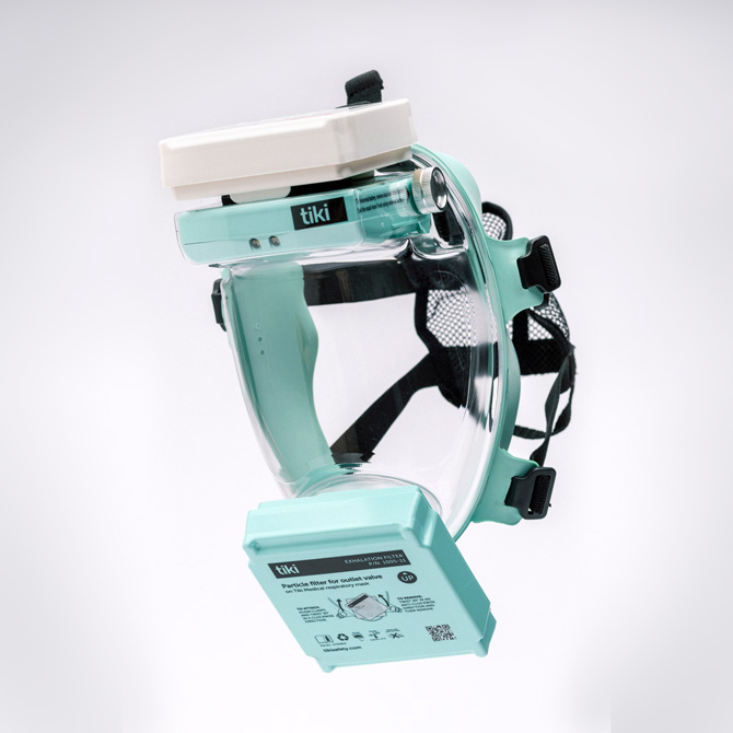 TIKI MEDICAL Åndedrettsvern, NYHET! En enkel overtrykksmaske med 2 x P3 filter. Filtrerer både innånding og utånding - 3