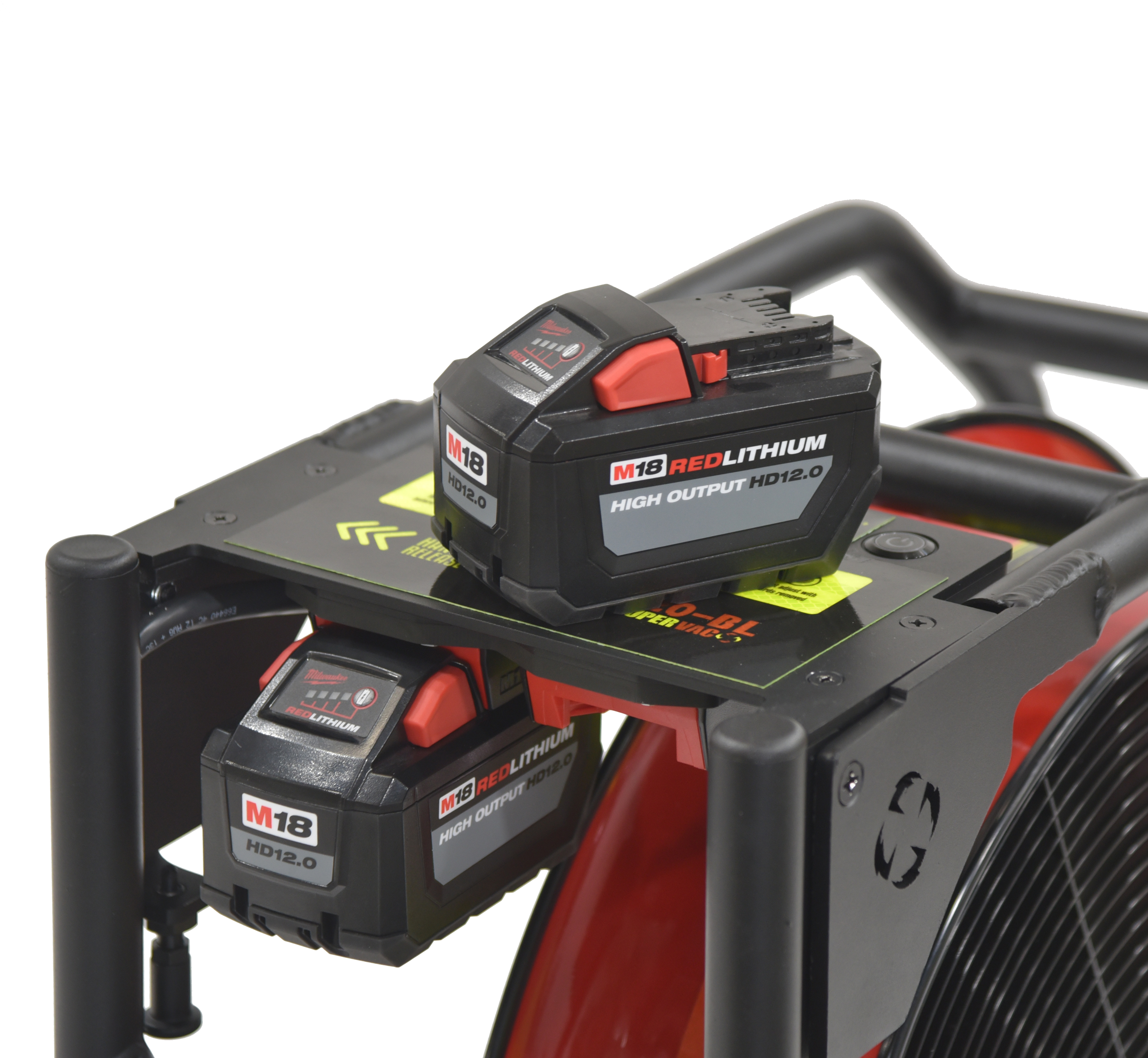 Batteridrevet Vifte, SuperVac  V20-BW, Maks ytelse 19.539 cmh og ca. 70 db. Driftet med 28 V / 5Ah Milwaukee batterier eller 230 VAC. Samme batterier som TNT Rescue og Weber Rescue bruker på sine frigjøringsverktøy. Nå også med 230 V drift som standard. - 10