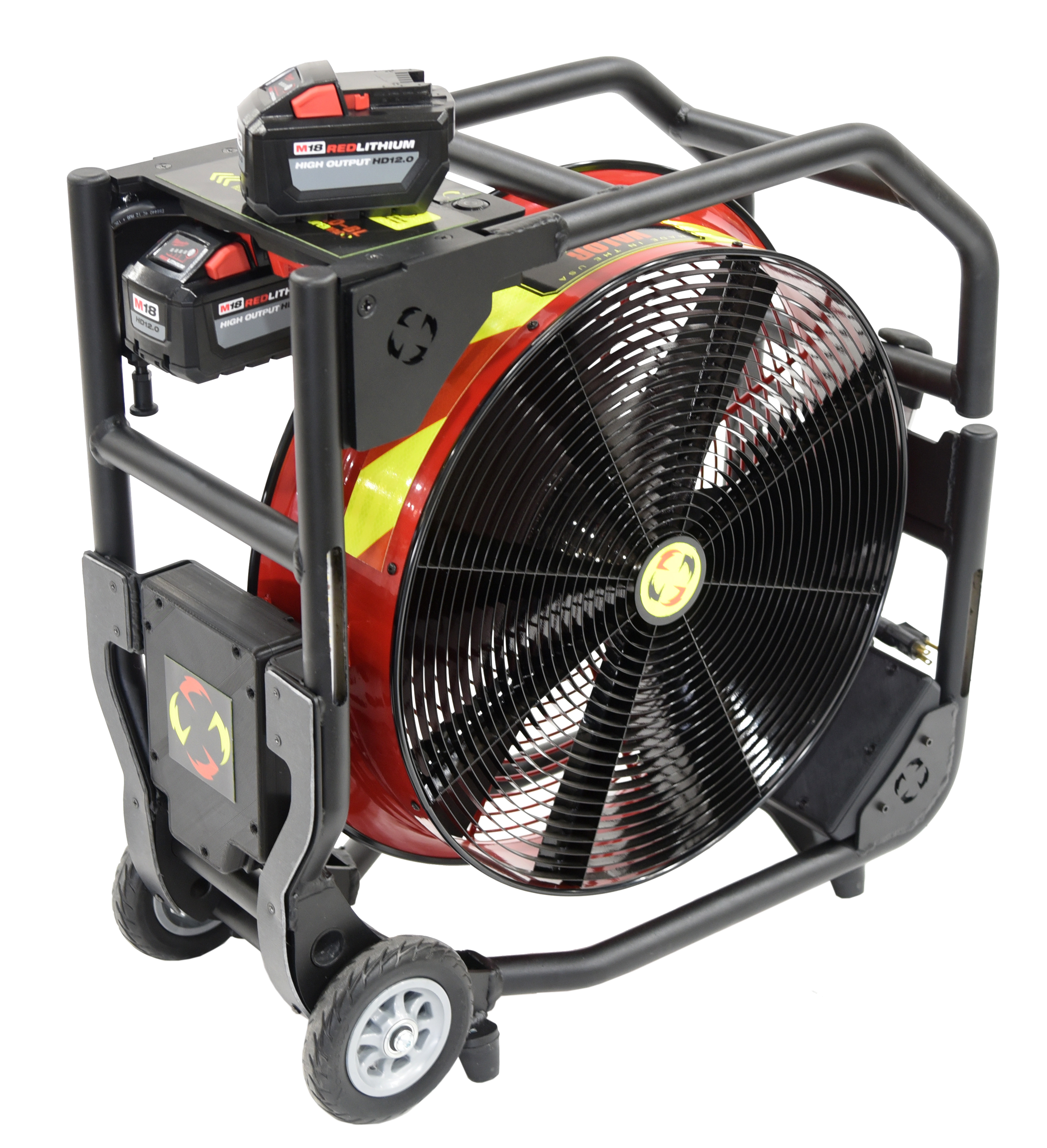 Batteridrevet Vifte, SuperVac  V20-BW, Maks ytelse 19.539 cmh og ca. 70 db. Driftet med 28 V / 5Ah Milwaukee batterier eller 230 VAC. Samme batterier som TNT Rescue og Weber Rescue bruker på sine frigjøringsverktøy. Nå også med 230 V drift som standard. - 4