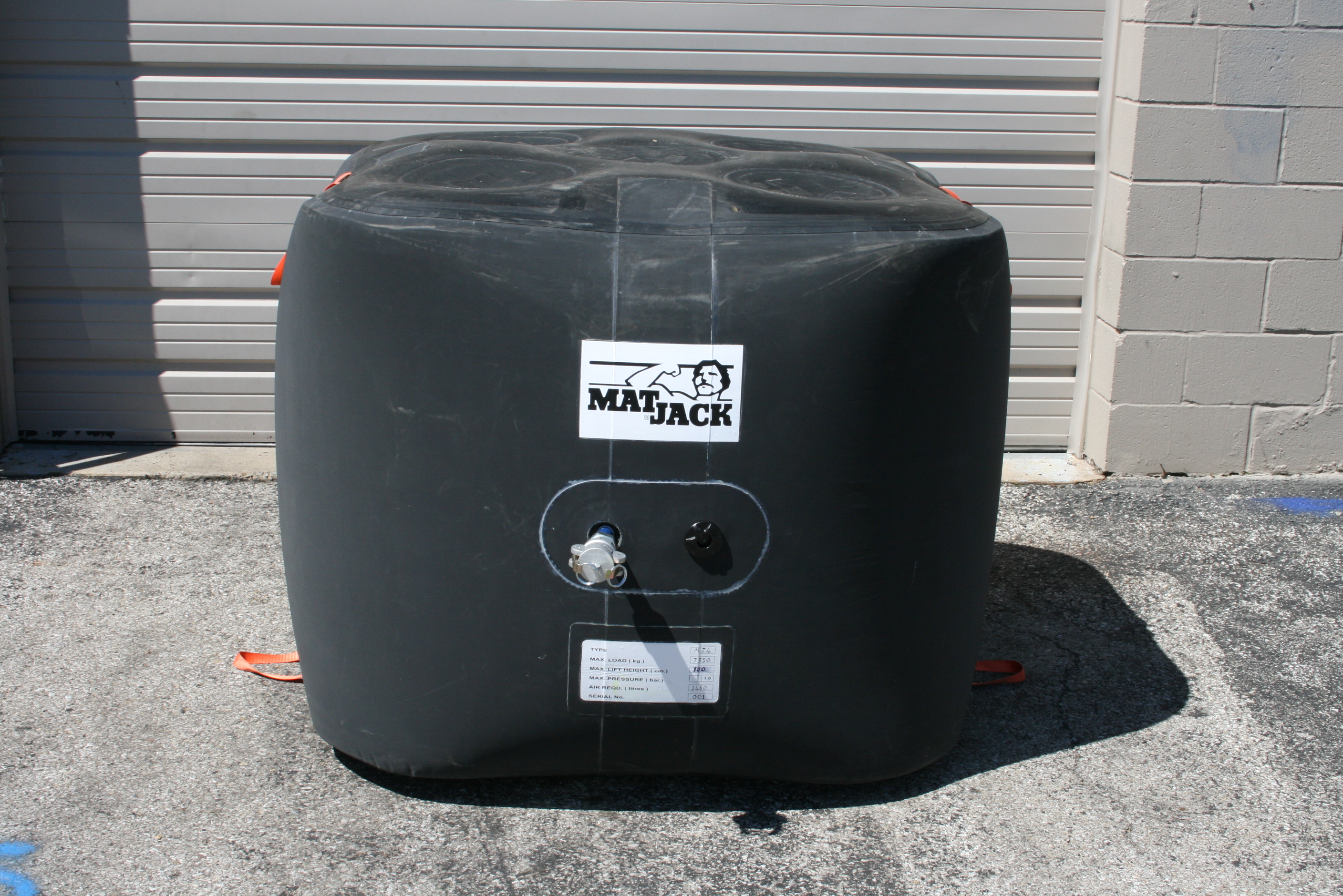 Løftebag,  MATJACK  1 bar - 15,0 T A (15000 kg) 120x120x93,5 cm Kevlar / Aramid fiberforsterket Neoprene.