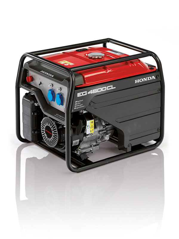 Aggregat, Honda EG 4500 CL, Maks effekt - 4500 W Kontinuerlig effekt - 4000 W Driftstid (100% belastning) - 9,5 timer