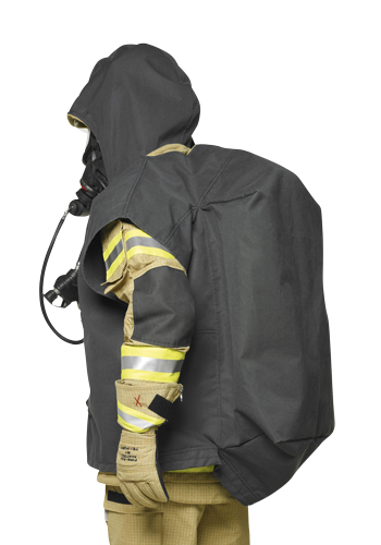 Poncho, beskyttelses kappe fra TEXPORT for bruk i øvelser i bl.a Containere. Beskytter utstyret mot "Flash over" situasjoner. Produsert i PBI / Kevlar - 3