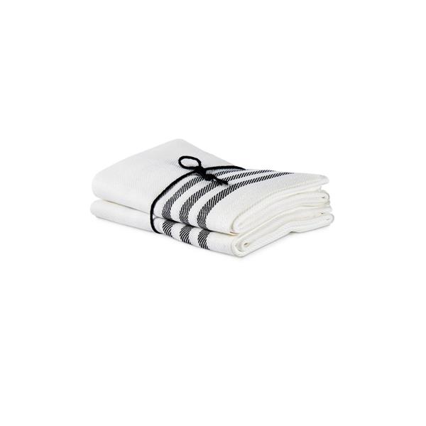 Handduk Diagonal benvit-svart 2-pack 50x70cm 100% lin Axlings Linné
