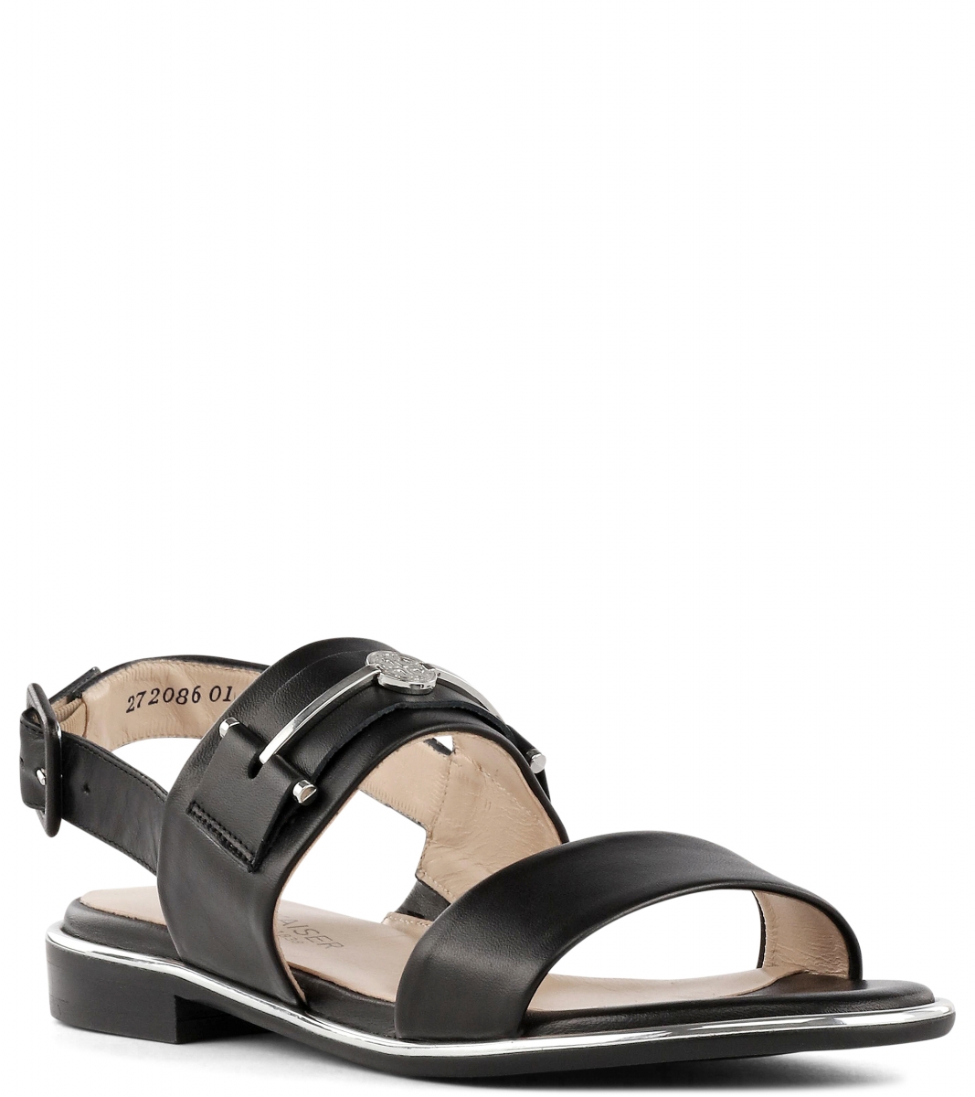 Runa Sandal Svart/Silver spänne Peter Kaiser