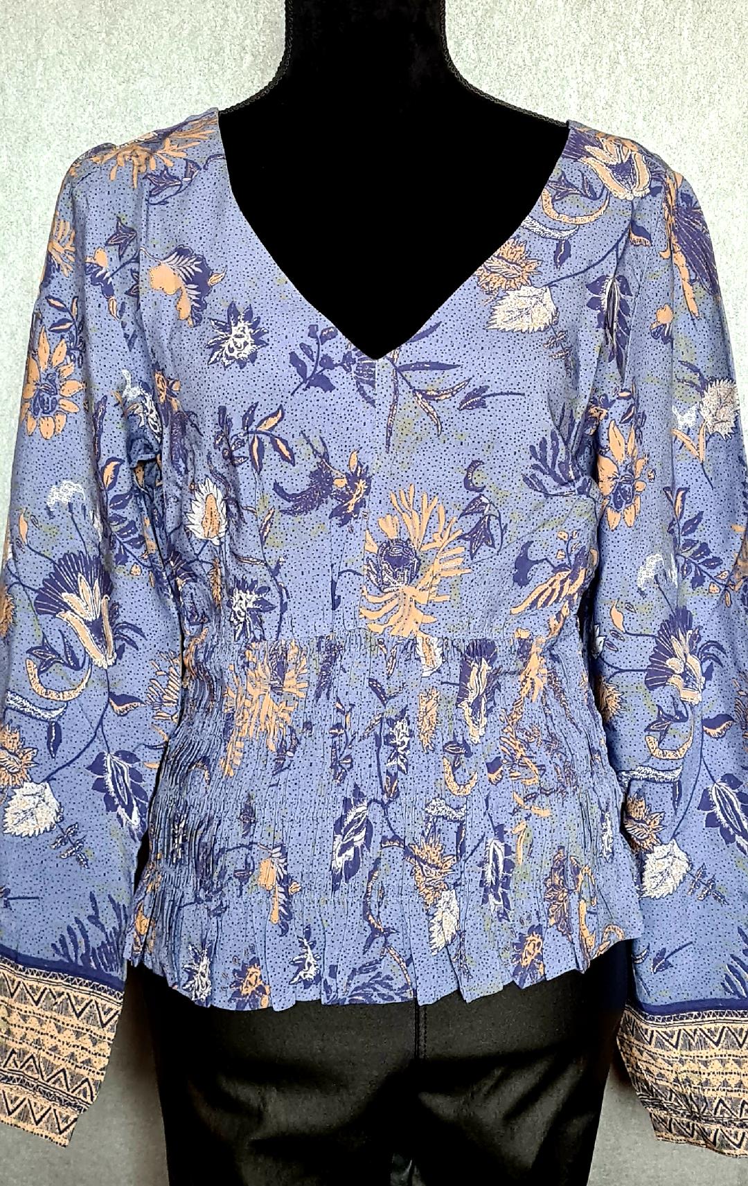 CRJohui Blus EV Saraza Flower Blue CREAM