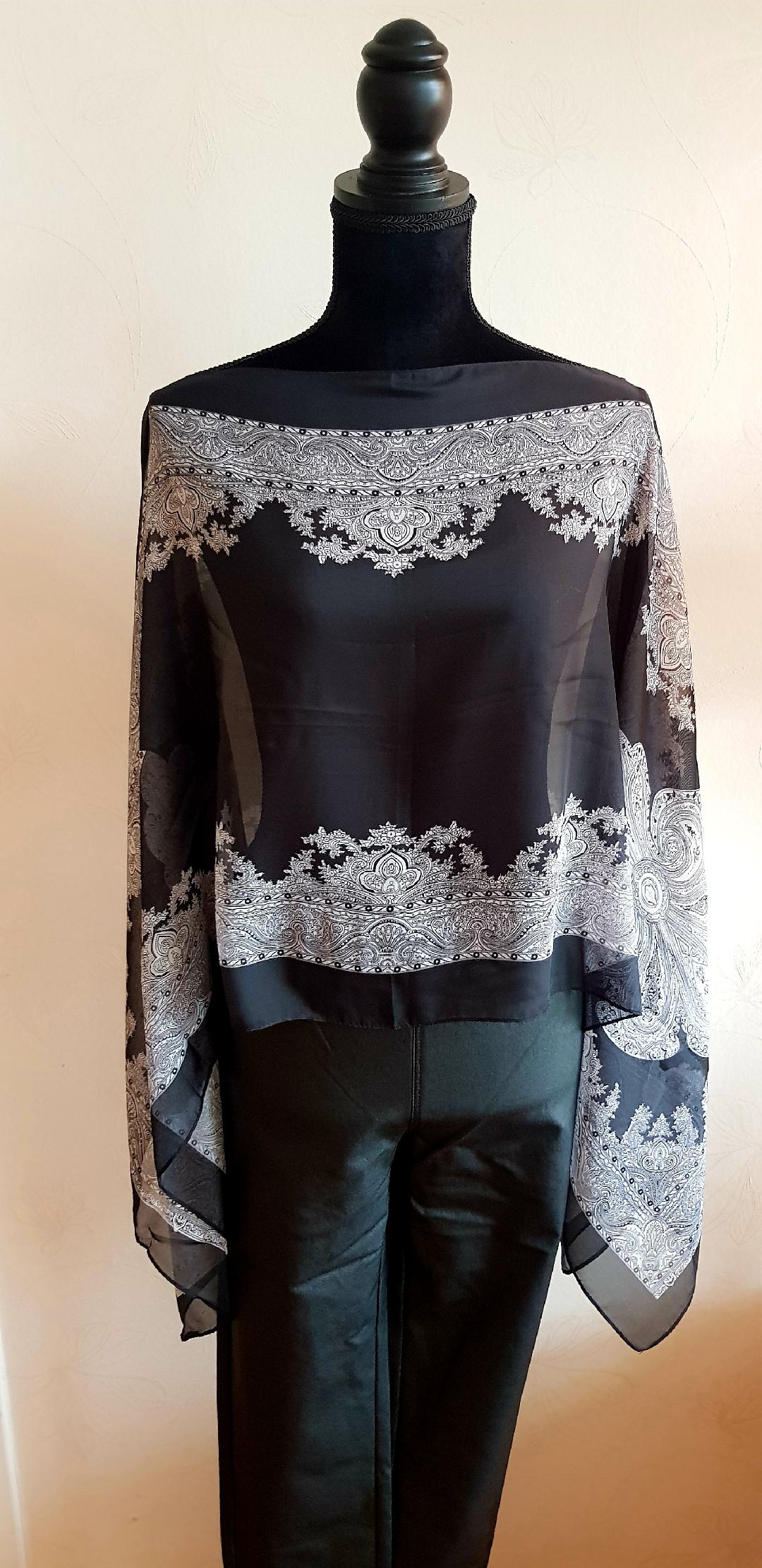 Poncho Blouse Svart/Grå Modes STockholm