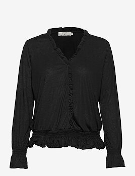 NavieCR LS T-shirt med volang Black CREAM