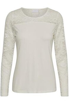 Lacy Roundneck Blouse Offwhite KAFFE NOOS