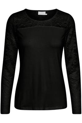 Lacy Roundneck Blouse Svart, KAFFE NOOS - 2