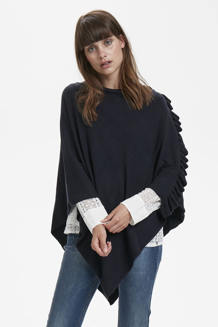 Odette CR Poncho Royal Navy Blue CREAM - 2