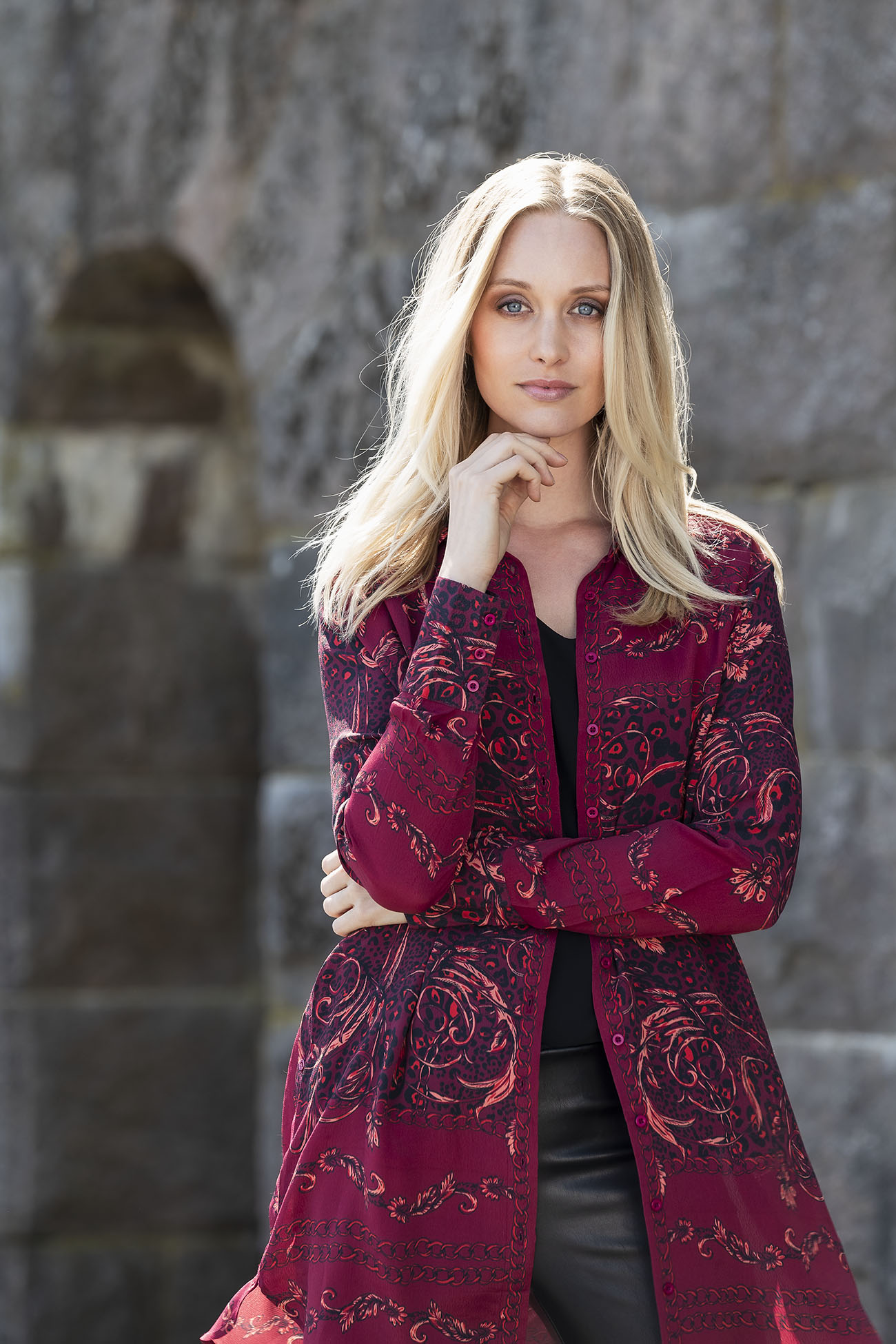 Beverly Shirt Maroon Red/Black
