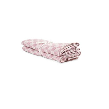 Handduk Schack rosa-vit 2-pack 50x70cm lin/bomull Axlings Linné