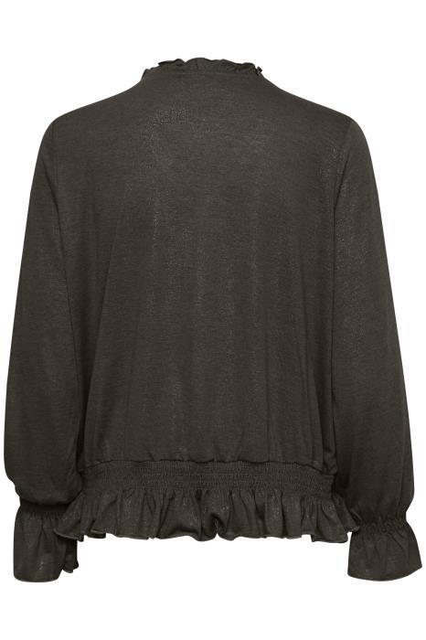 NavieCR LS T-shirt med volang Carafe Melange CREAM - 3