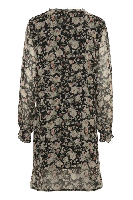 CRPolina Short Dress Black Flower CREAM - 2