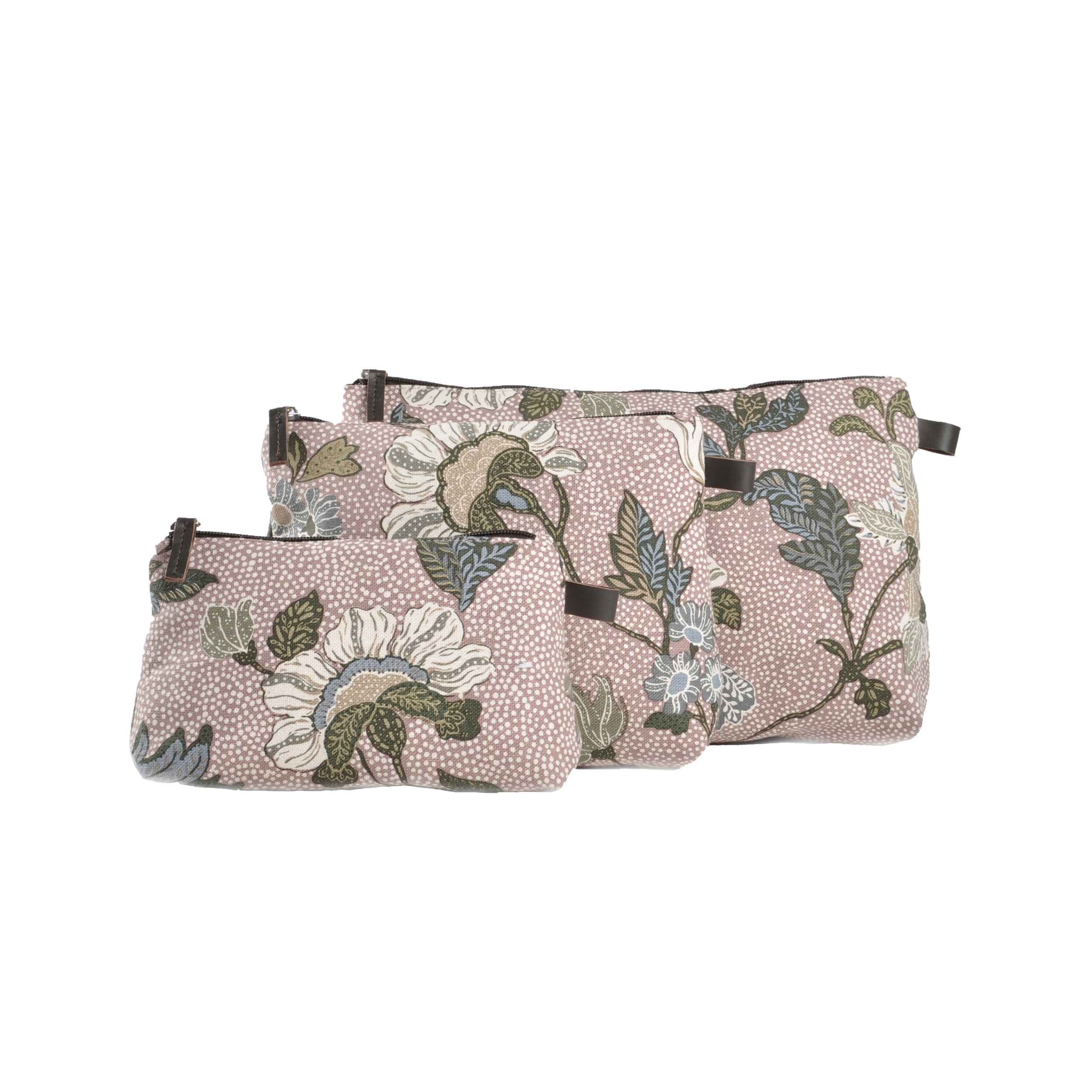 COSMETIC Medium  DUSTY PINK FLOWER LINEN