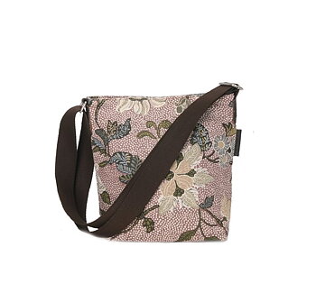 DUSTY PINK FLOWER LINEN SMALL SHOULDER BAG