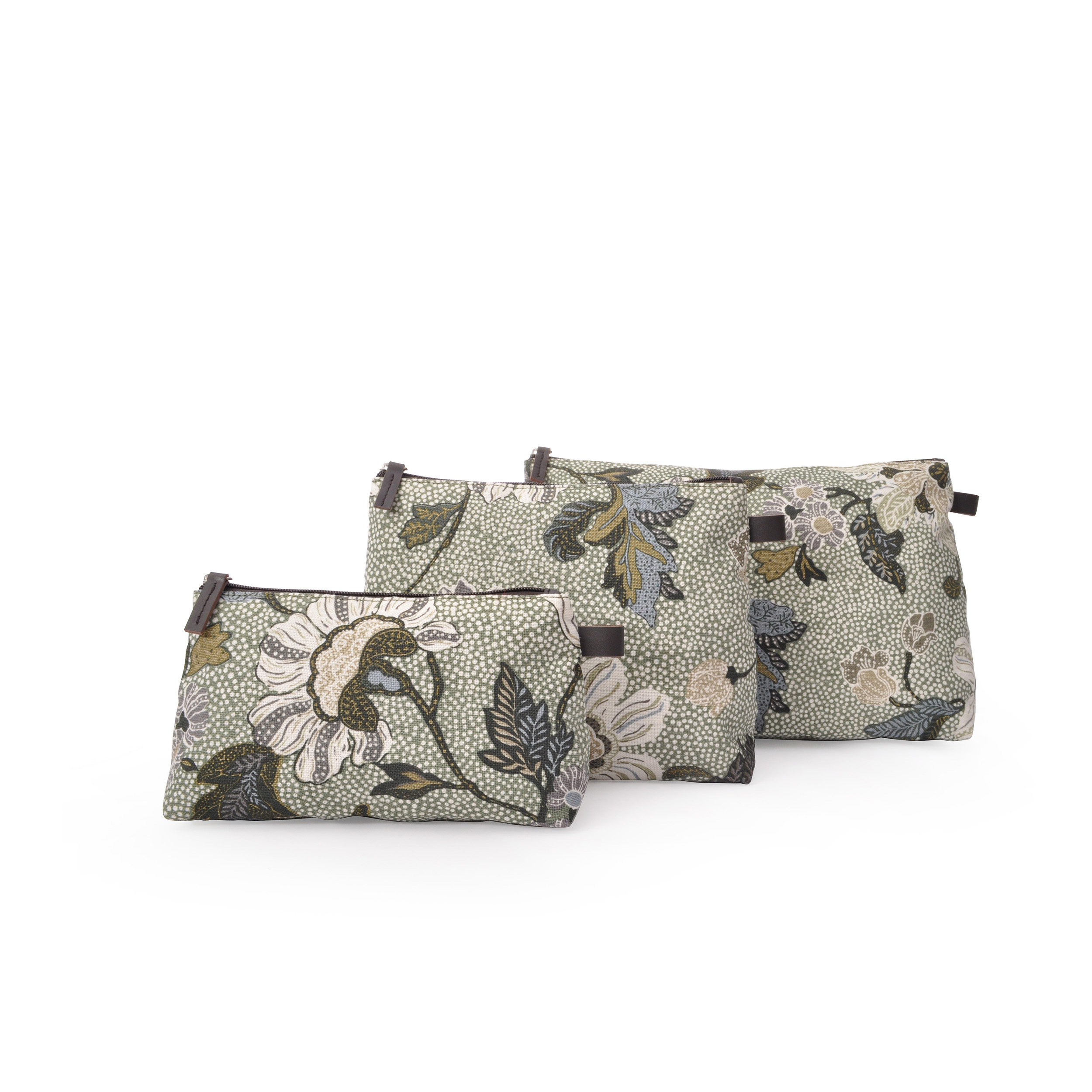 Soft Green Flower Linen Cosmetic