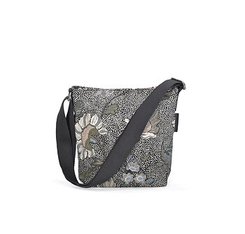 Black Flower Linen Small Shoulder Bag