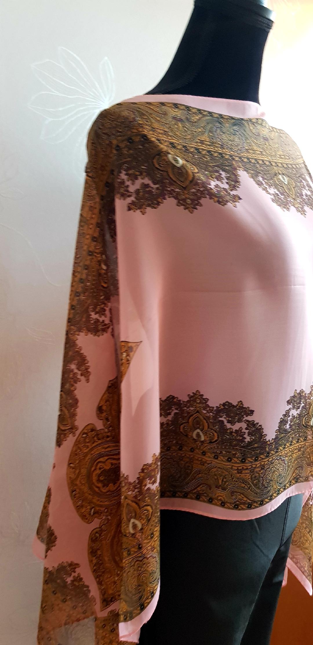 Poncho Blouse Rosa/Guld Modes Stockholm - 3