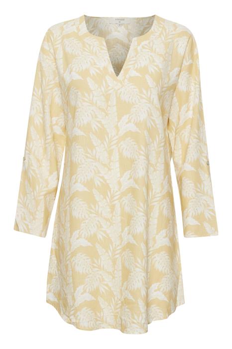 EstaCR Tunic Yellow Leaf Print CREAM
