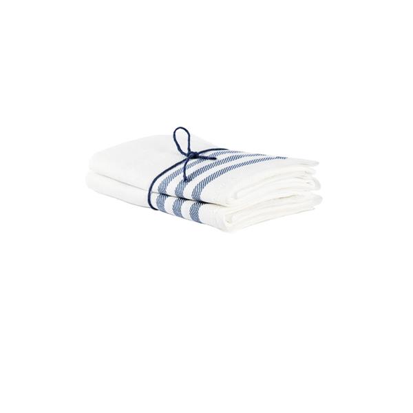 Handduk Diagonal benvit-marin 2-pack 50x70cm 100% lin Axlings Linné