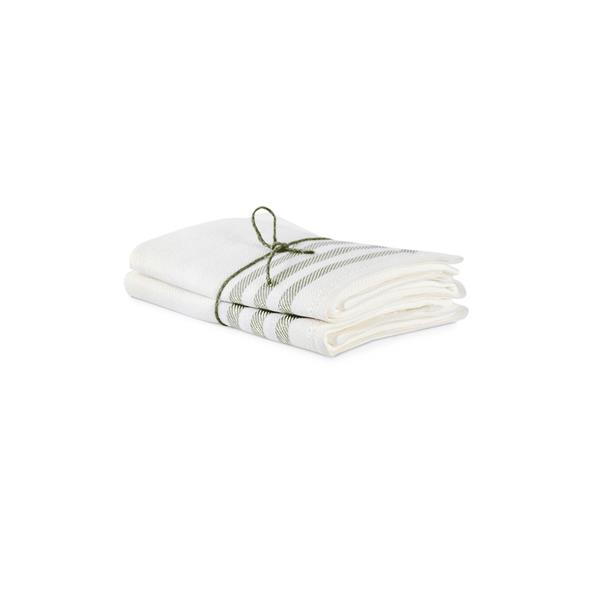 Handduk Diagonal benvit-salvia 2-pack 50x70cm 100% lin Axlings Linné