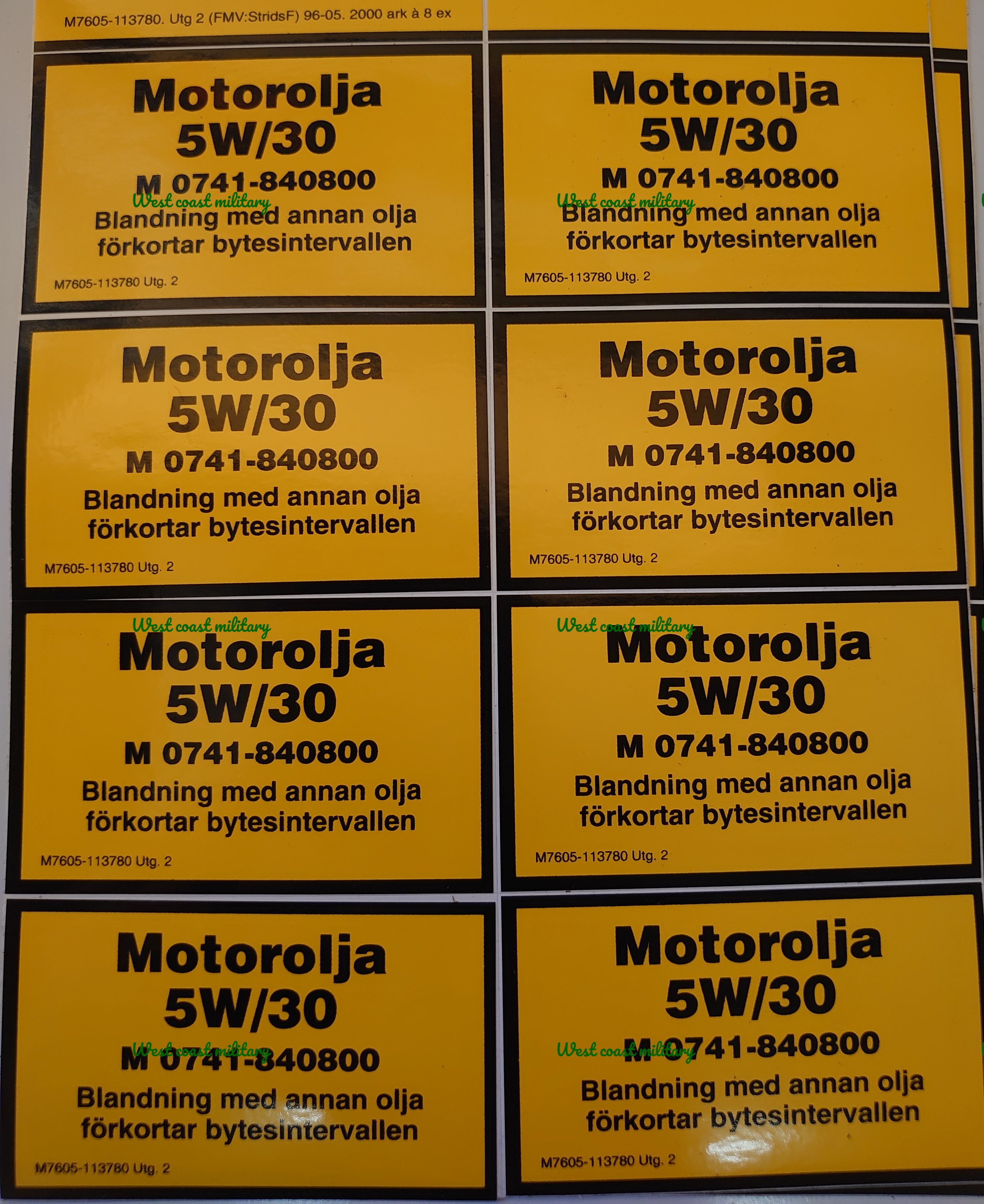Sticker Motorolja 5W/30
