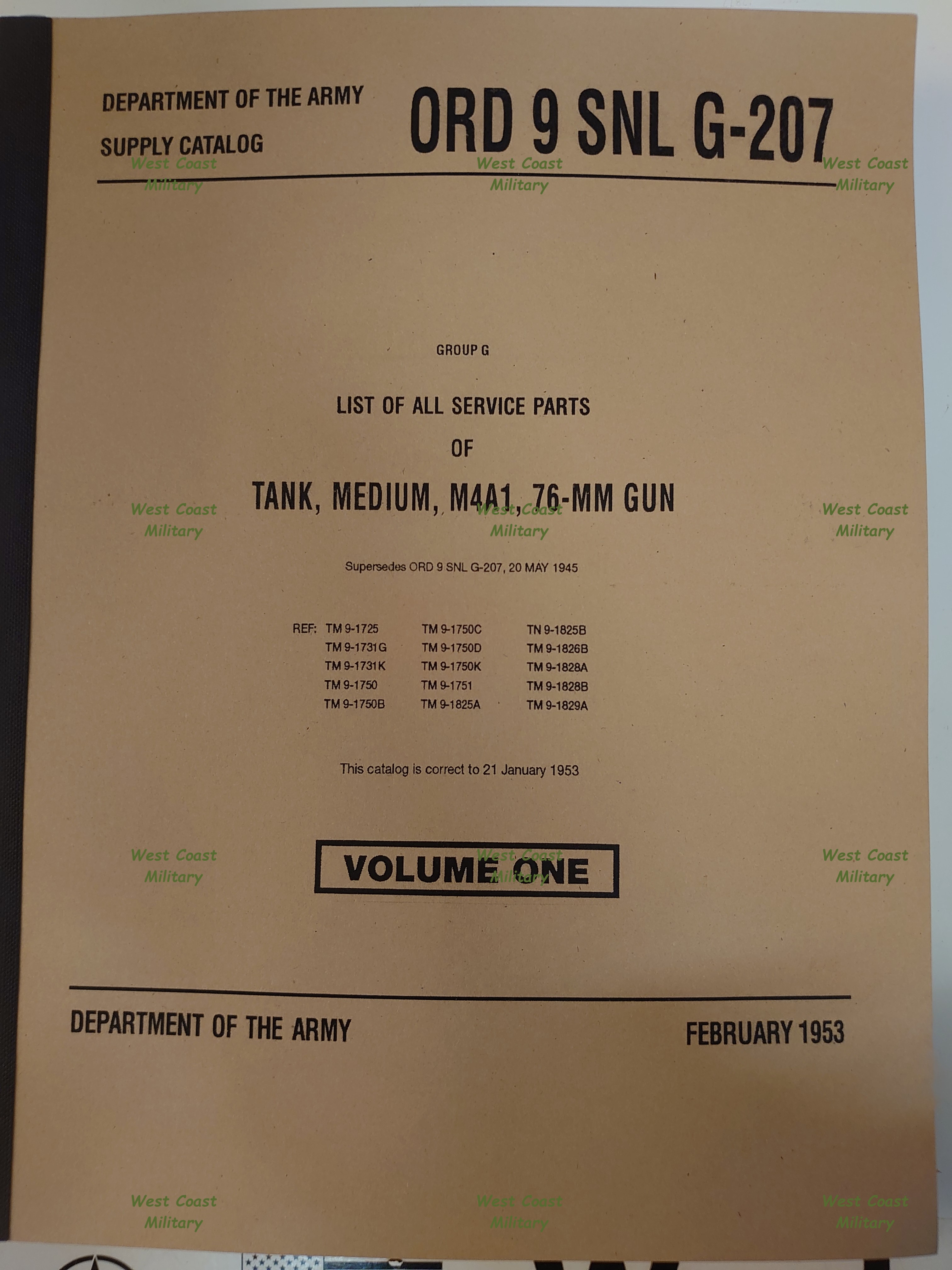 Illustrated Parts Listing for M4A1 Sherman Tank