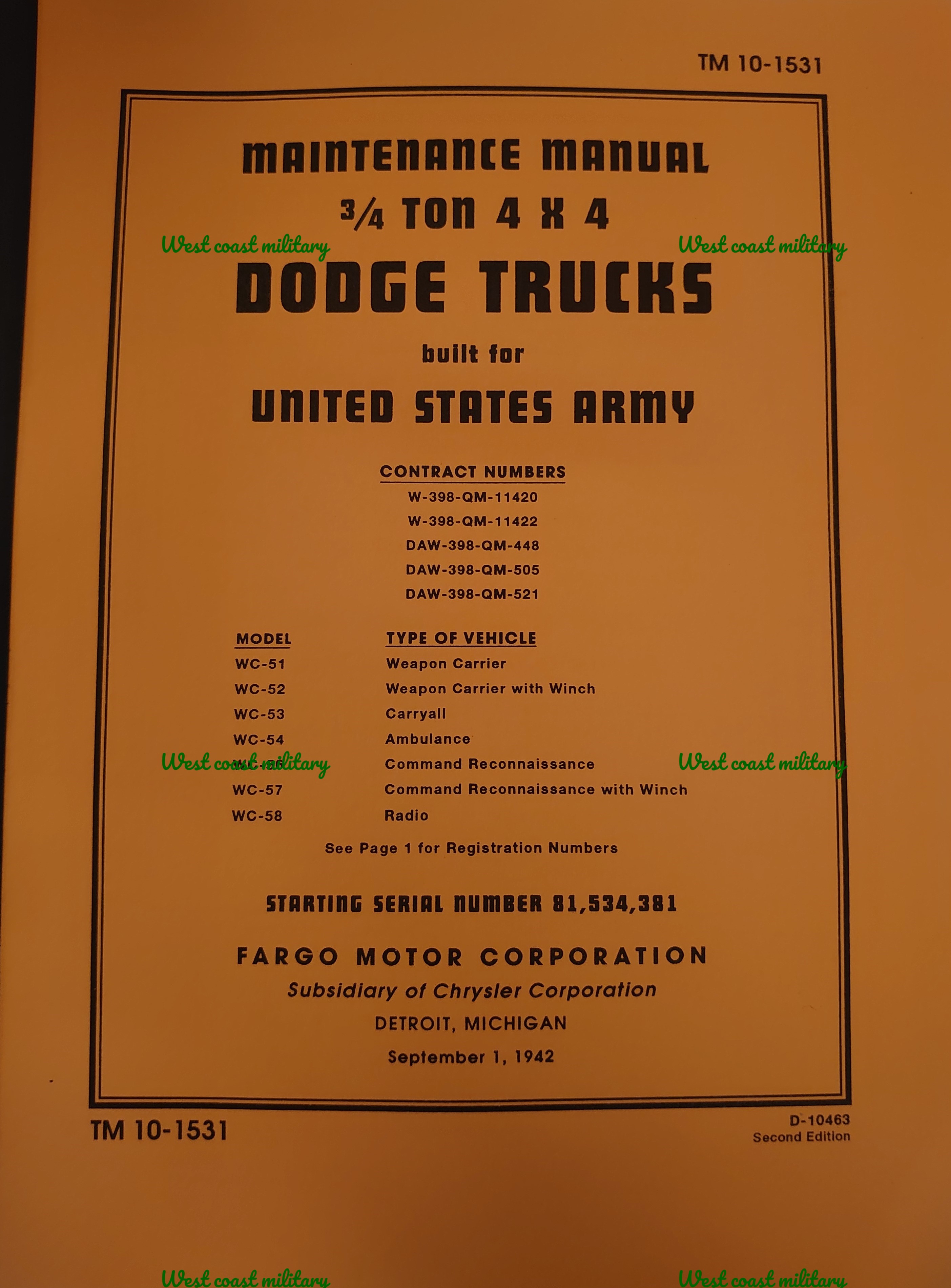 Underhålls Manual (Dodge G502)