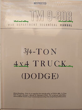 Bruksanvisning och reparations Manual (3/4 Ton Dodge WC51, WC52, WC53, WC54, WC56, WC57, WC59 & WC60 of WW2) G502