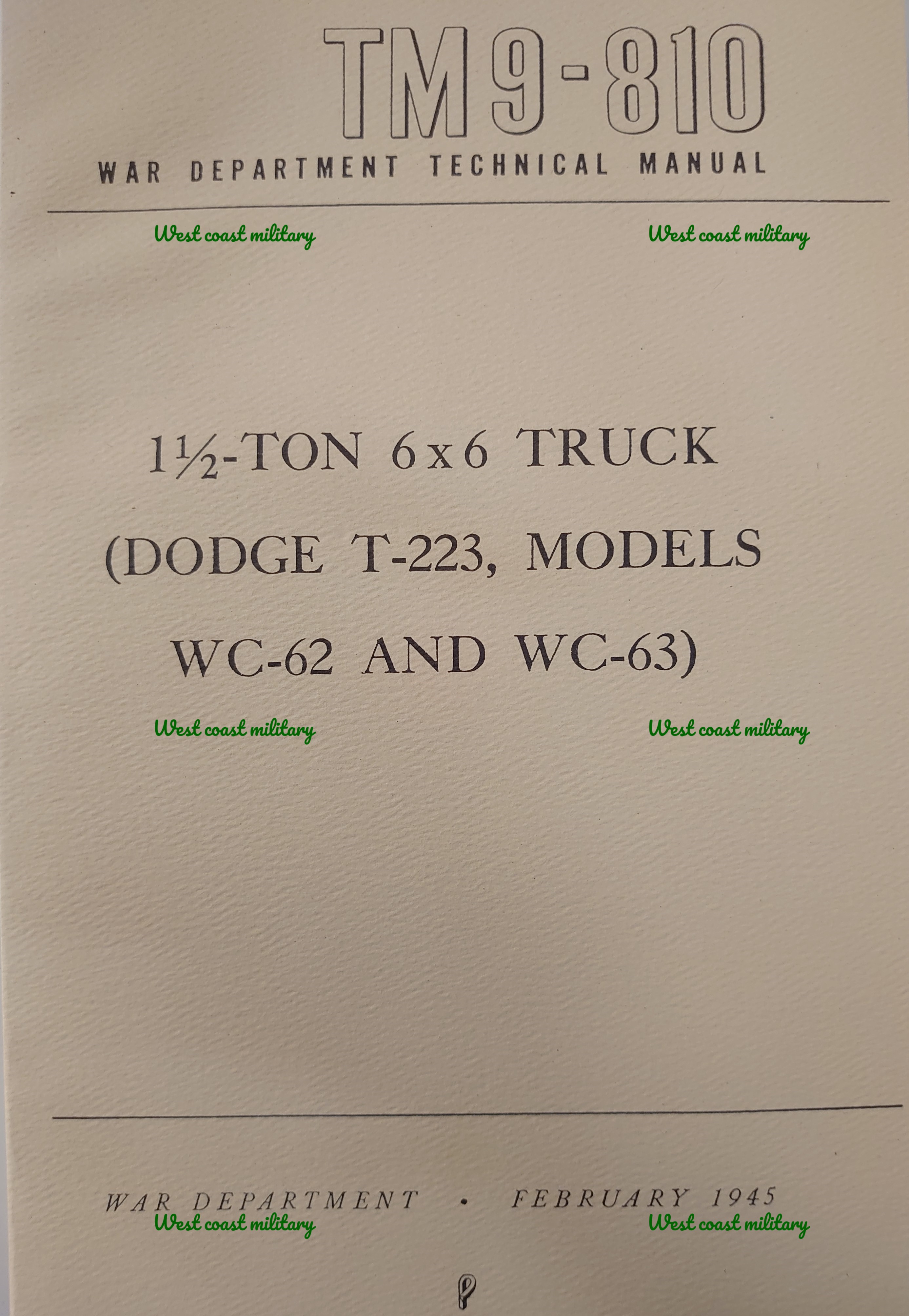Operator Manual for Dodge WC 62 & WC 63 G507