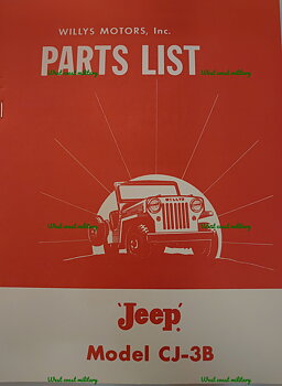  Factory Willys-Overland Parts Manual, Jeep CJ-3B