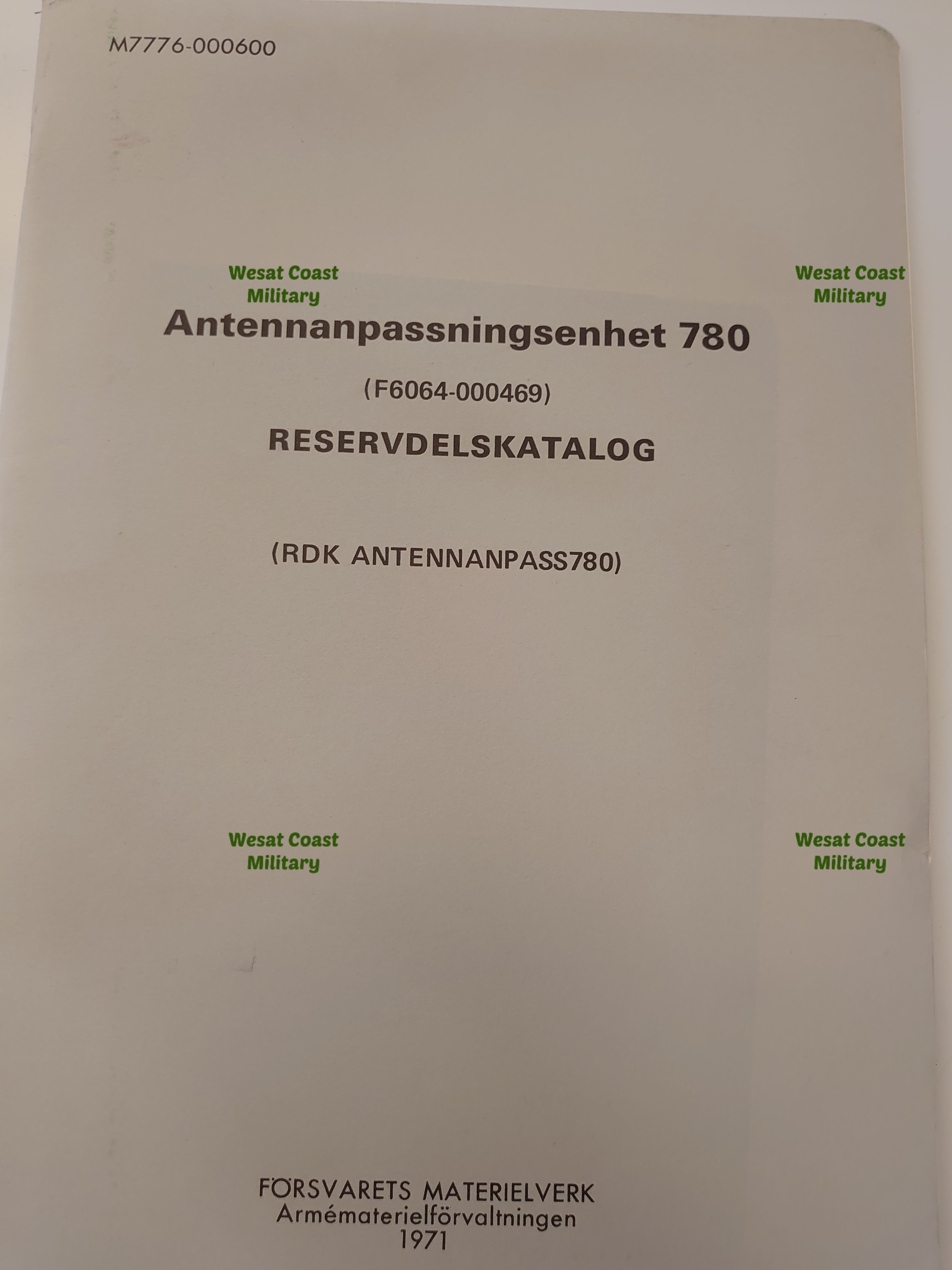 Antennanpassningsenhet 780 Reservdelskatalog