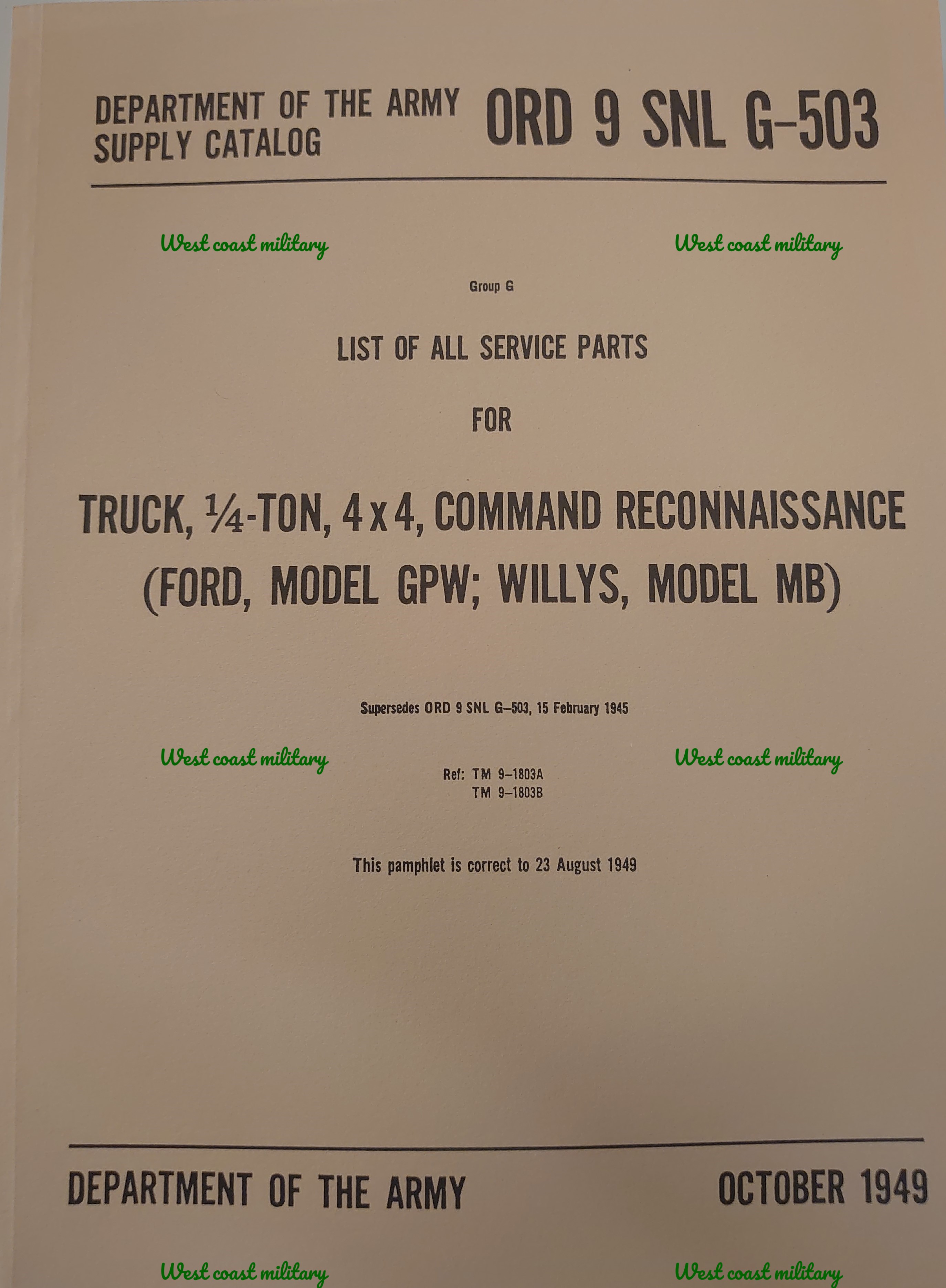 Illustrated Parts Manual MB/GPW (1949)